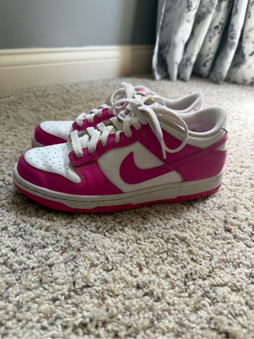 Nike Dunk Low White and Hot Pink Low-Top Sneakers